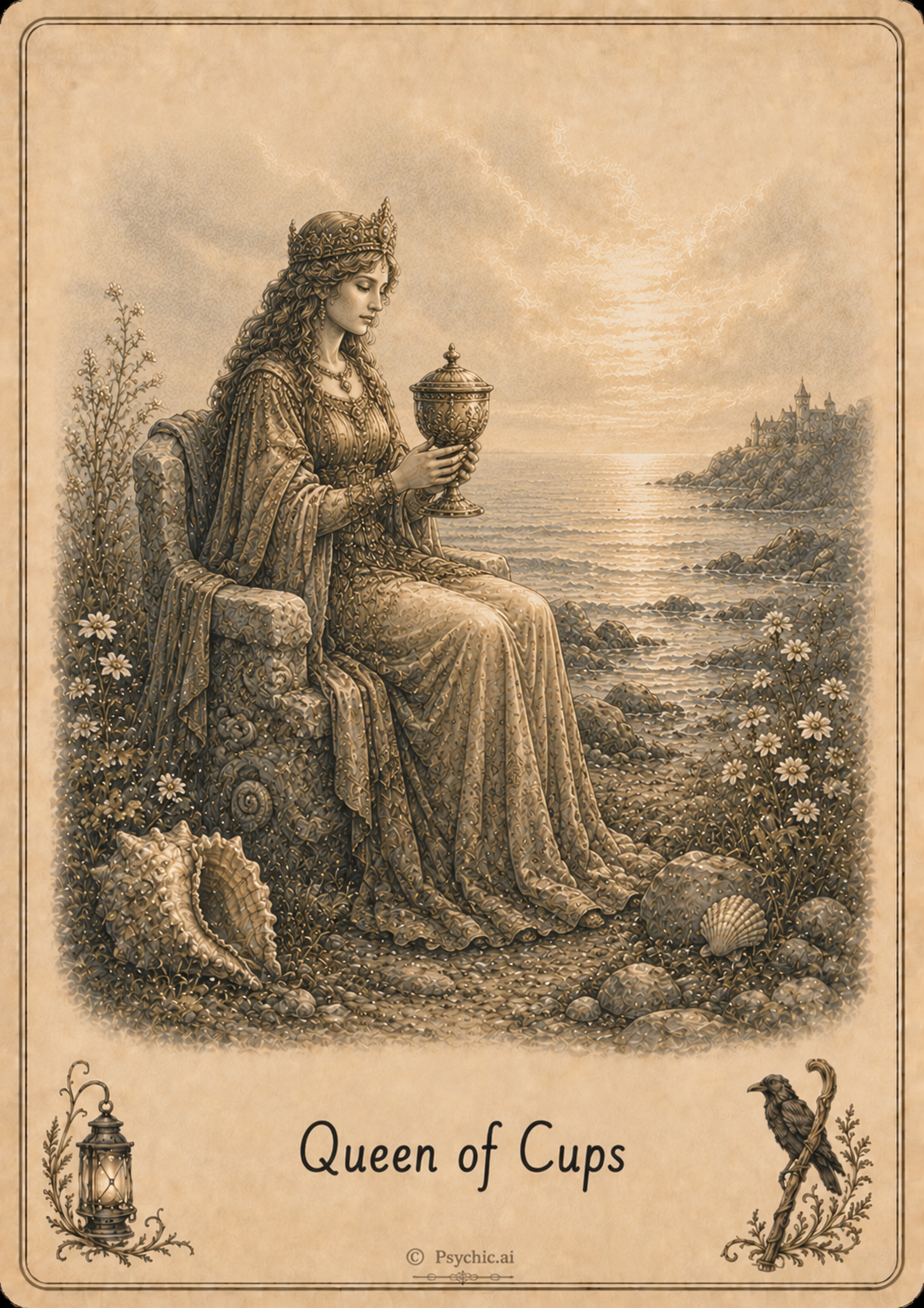 Queen of Cups tarot card illustration